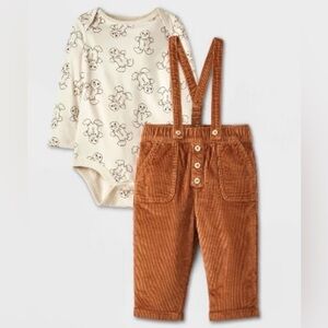 Baby Boys' Gingerbread Suspender Top & Bottom Set - Cat & Jack™ Brown 3-6M